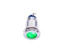 Lampe témoin LED en métal de 12mm, rouge vert bleu 12V 24V 220V, borne à vis chromée(Green,110-220V)