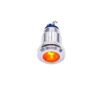 Lampe témoin LED en métal de 12mm, rouge vert bleu 12V 24V 220V, borne à vis chromée(Yellow,110-220V)