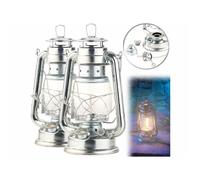 Lampe-tempête à pétrole - Lunartec - Anika - Aspect zinc - Vintage - 24 cm