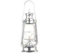 Lampe-tempête rétro à pétrole 30 cm Amalia - aspect Zinc - Gris - LUNARTEC - Vintage - Verre
