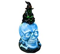 Lampe tête de mort | Lampe de sculpture squelette de sorcière gothique | Décoration d'Halloween en forme de crâne lumineux | pour bureau, bibliothèque, maison, bar, fêtes, vacances, chevet, chambre à