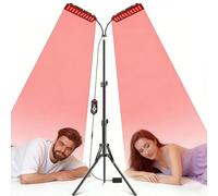 Lampe thérapeutique Red Light avec support réglable, longueur d'onde 660 nm et 850 nm, 60 LED infrarouges, double tête avec minuterie, 5 niveaux de luminosité et 3 modes pour une utilisation à la