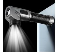 Lampe torche avec base magnétique rechargeable - Lumière de travail réglable à 90 ° portable pour extérieur, chasse, camping, voyage, maison, mécanique, garage, randonnée, nuit