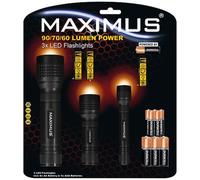 Lampe torche de 60 à 90 lm - de 1 à 3W - IP20 - lot de 3 - noir