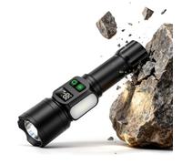 Lampe Torche LED 2-en-1 Avec Éclairage Latéral COB, Socle Magnétique, Écran Numérique, Recharge Rapide Type-C, Double Interrupteur, Faisceau Blanc Haute Puissance, Étanche