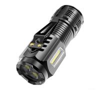 Lampe torche LED à trois yeux avec clip magnétique et aimant arrière, rechargeable via USB-C, sortie 500 lumens, corps en ABS et acier inoxydable (A)