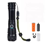 Lampe Torche LED Militaire Ultra Puissante Rechargeable Tactique Zoom 5 Modes pour Camping Randonnée Urgence 17x4 cm 1 Batterie