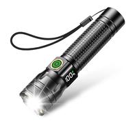 Lampe Torche LED Rechargeable, 2000LM Flashlight Lampe de Poche LED Ultra Puissante Tactique en Aluminium, 3 Modes d'éclairage & Zoomable pour Camping/Randonnée/Urgence/Coupure de Courant
