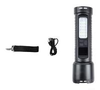 Lampe torche LED rechargeable à énergie solaire et charge de type C, étanche IP65, faisceau réglable, distance d'éclairage de 1000 m, multi-mode SOS RGB lumière ABS, 25,5 x 7,6 x 6,5 cm