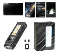 Lampe torche LED rechargeable avec base magnétique et lumière latérale COB étanche 250 lm pour camping (noir)