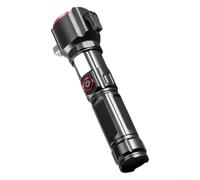 Lampe torche LED rechargeable avec zoom réglable entre spot et projecteur - Double source de lumière - Chargeur USB et brise-vitre (B)