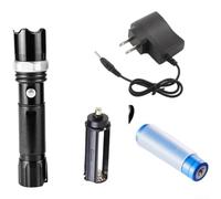 Lampe torche LED rechargeable avec zoom rotatif, faisceau XPE haute puissance jusqu'à 200 m, 3 modes de lampe torche en alliage d'aluminium pour camping, randonnée, activités de plein air (B)