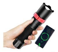 Lampe torche LED rechargeable avec zoom rotatif, faisceau XPE haute puissance jusqu'à 200 m, 3 modes de lampe torche en alliage d'aluminium pour camping, randonnée, activités de plein air (E)