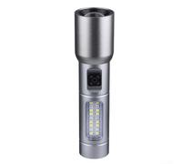 Lampe torche LED rechargeable longue portée avec fonction zoom télescopique pour une meilleure visibilité pendant les activités nocturnes et la préparation (5038 argent)