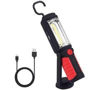 Lampe Torche LED Rechargeable Mains-Libres[NOUVELLE VERSION 2018] QEENLO 3W Baladeuse à LED COB 2 en 1 Lampe de Poche pour Camping/Randonée/Auto/Garage/Atelier, Deux Modes d'Allumage, Rouge