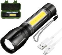 Lampe torche LED rechargeable, super lumineuse mise au point réglable, 3 modes d'éclairage, longue durée de vie, lampe de poche étanche pour coupures de courant, urgence, camping, randonnée, extérieur