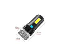 Lampe Torche LED Rechargeable USB Étanche avec Éclairage Latéral COB et Mode Stroboscopique pour Extérieur et Urgence