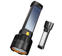 Lampe torche LED solaire rechargeable 1000 lm - étanche, batterie intégrée + câble Type-C