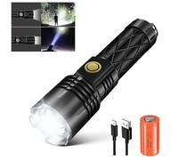 Lampe torche LED super lumineuse 800 000 lumens rechargeable, lampe torche tactique haute puissance, alimentée par piles, lampe torche puissante avec 5 modes, étanche, zoomable pour camping, urgence