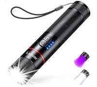 Lampe Torche LED/Torche UV 2 en 1,Laitver Lampe de Poche Rechargeable Ultra Puissante avec 395nm Ultraviolette Noire-6 Modes, Zoomable, Étanche, Longue Durée pour Éclairage, Détecteur d'urine Animaux
