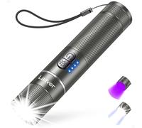 Lampe Torche LED/Torche UV 2 en 1,Laitver Mini Lampe de Poche Rechargeable Ultra Puissante avec 395nm Ultraviolette-6 Modes, Longue Durée pour Éclairage, Détecteur d'urine Animaux-Gris