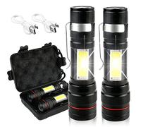 Lampe Torche LED Ultra Puissante -2Pcs 2000 Lumens Lampe Torche Rechargeable,IP65 Étanche Lampe Tactique,3 Modes lampe torche USB avec boîte en plastique,Lampe de Poche pour Camping Randonnée Urgence