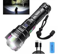 Lampe Torche LED Ultra Puissante 90000 Lumens Rechargeable Tactique Militaire IP67 Zoomable 5 Modes pour Camping Randonnée Urgence