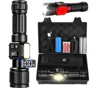 Lampe Torche Led Ultra Puissante, Lampe Torche Rechargeable Usb Avec Batterie 5000Mah,Zoomable 9 Modes, Ip67 Étanche Torche Tactique Pour Camping Randonnée Pêche