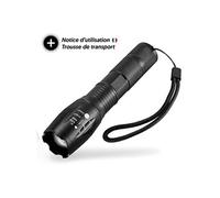 Lampe Torche LED Ultra puissante. XML-T6 Lampe Torche Militaire utilisable pour vélo ou randonnées et 5 Modes Dont Flash Anti-agression, zooms et