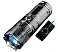 Lampe torche P70 avec zoom 3000 lm - Lumière blanche - Rechargeable de type C - Avec affichage de l'alimentation - Corps en alliage d'aluminium - Pour camping, randonnée, utilisation en extérieur (C)