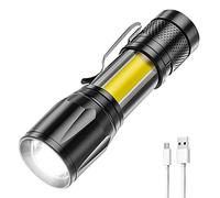 Lampe torche portable puissante 3 modes avec zoom télescopique rechargeable par USB pour travail en extérieur