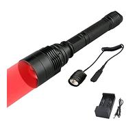 Lampe Torche Rouge pour la Chasse, WESLITE Lampe de Poche Tactique Rouge Rechargeable Focus Réglable 1 Mode 350 Mètres Lampe Torche Rouge LED Puissante avec Pressostat pour la Vision Nocturne