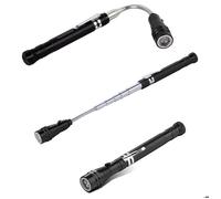 Lampe torche télescopique FISHTEC 17-56 cm · 3 LED 100 lm · tête 360° · aimants · crochet · aluminium