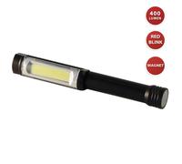 Velamp Big Daddy Lampe d'inspection LED de 3 W avec clip et aimant, lampe torche COB de 400 lumens pour réparation de voiture, garage, pêche, urgence. Lumière rouge clignotante, noire