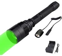 Lampe Torche Verte De Chasse, Tactique Lampe De Poche Vert 350 Mètresà Lampe De Chasse À Longue Portée Zoom Able Avec Pressostat, 2 X Piles Rechargeables, Chargeur