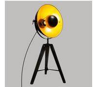 Lampe trepied coloris noir en paulownia - D. 35 x H. 71 cm --