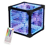 Lampe Tunnel à Miroir Infini 3D, Couleurs RVB, veilleuse Cube Cool avec télécommande et contrôle par Application, Plusieurs Modes, Lampe de Bureau réactive au Son de 20 cm, pour Salon et Chambre
