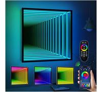 Lampe Tunnel à Miroir Infini, Lumière Changeante, Veilleuse Miroir 3D LED Simple Face, Lumière Sensorielle Infinie pour La Maison, Le Bureau, Le Salon, La Décoration de Fête,Square-11.8"/30cm