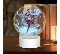 Lampe USB 18 x 13,5 cm Trois modes d'éclairage différents Personnage Plein souhait Genshin Table ronde Acrylique Impact Night Light avec prise USB