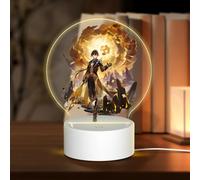 Lampe USB 18 x 13,5 cm Trois modes d'éclairage différents Personnage Plein souhait Genshin Table ronde Acrylique Impact Night Light avec prise USB