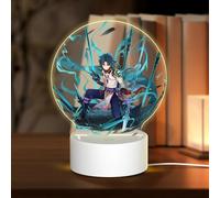 Lampe USB 18 x 13,5 cm Trois modes d'éclairage différents Personnage Plein souhait Genshin Table ronde Acrylique Impact Night Light avec prise USB