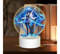 Lampe USB 18 x 13,5 cm Trois modes d'éclairage différents Personnage Plein souhait Genshin Table ronde Acrylique Impact Night Light avec prise USB