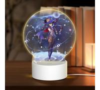 Lampe USB 18 x 13,5 cm Trois modes d'éclairage différents Personnage Plein souhait Genshin Table ronde Acrylique Impact Night Light avec prise USB