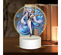 Lampe USB 18 x 13,5 cm Trois modes d'éclairage différents Personnage Plein souhait Genshin Table ronde Acrylique Impact Night Light avec prise USB