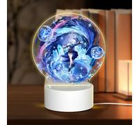 Lampe USB 18 x 13,5 cm Trois modes d'éclairage différents Personnage Plein souhait Genshin Table ronde Acrylique Impact Night Light avec prise USB