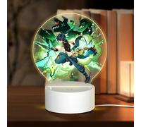 Lampe USB 18 x 13,5 cm Trois modes d'éclairage différents Personnage Plein souhait Genshin Table ronde Acrylique Impact Night Light avec prise USB