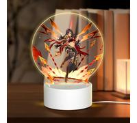 Lampe USB 18 x 13,5 cm Trois modes d'éclairage différents Personnage Plein souhait Genshin Table ronde Acrylique Impact Night Light avec prise USB