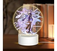 Lampe USB 18 x 13,5 cm Trois modes d'éclairage différents Personnage Plein souhait Genshin Table ronde Acrylique Impact Night Light avec prise USB