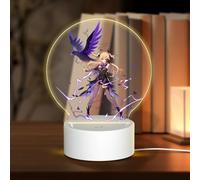 Lampe USB 18 x 13,5 cm Trois modes d'éclairage différents Personnage Plein souhait Genshin Table ronde Acrylique Impact Night Light avec prise USB
