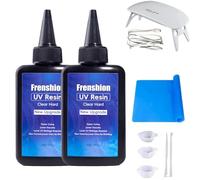 Lampe UV + 200g formule de mise à niveau résine UV rigide à faible viscosité + coussin, résine UV boucles d'oreilles Bijoux Starter Kit collier bracelet fabrication, moulage et revêtement bricolage